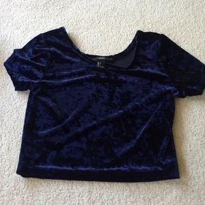 Indigo Crushed Velvet Crop Top
