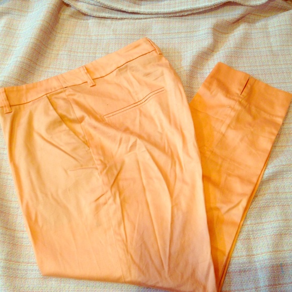 Apricot cotton sateen ankle length cigarette pant