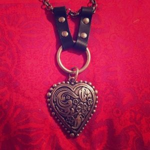 Urban Outfitters Leather Hooked Ring Necklace