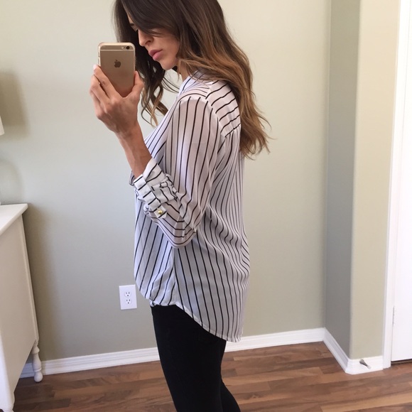 Sold • Black & White Sheer Wrap Blouse - Picture 3 of 4