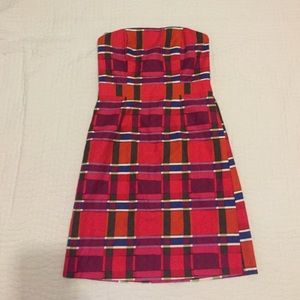 Banana republic plaid strapless dress size 2