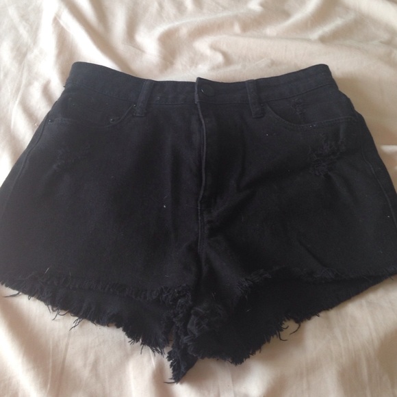 Black high waisted distressed Jean shorts