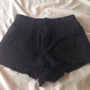 Black high waisted distressed Jean shorts