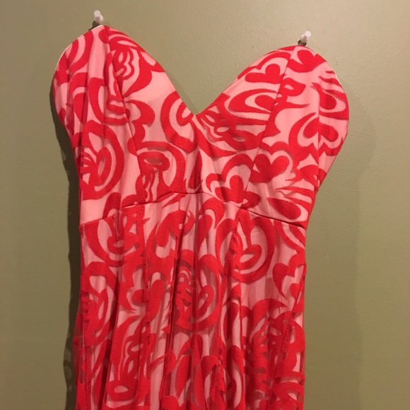 Long exquisite red cocktail dress