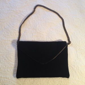 J Crew Black suede clutch