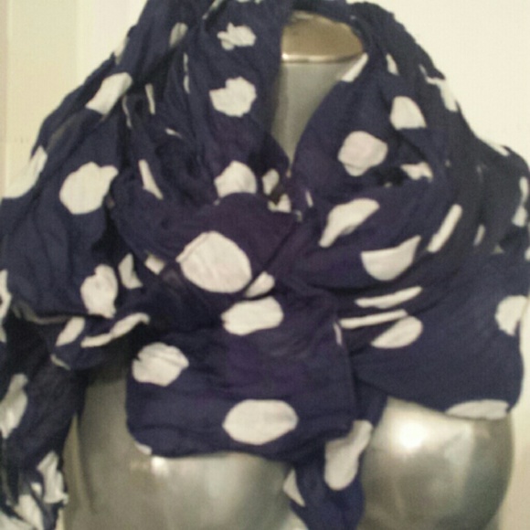 Navy and white polka dot scarf