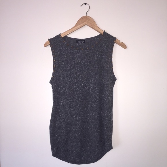 Grey tank with gold studs
