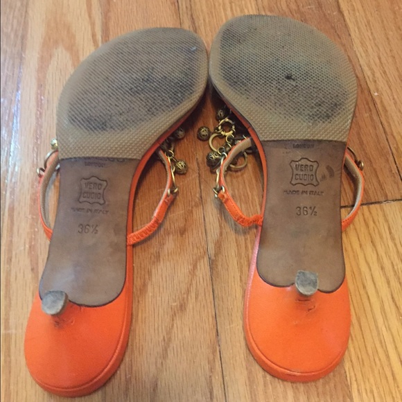 Jimmy Choo Orange Kitten Heel Embellished  Sandals - Picture 3 of 6