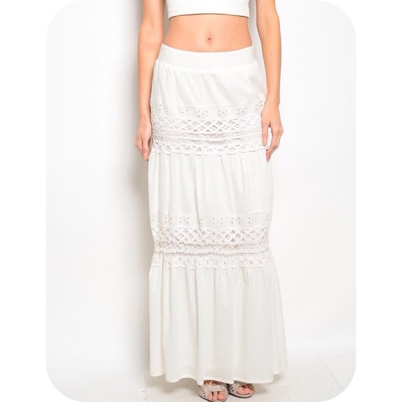 C. Luce Dresses & Skirts - 🎉LAST ONE🎉CROCHET ACCENT BROOMSTICK MAXI SKIRT