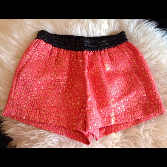 Cut 25 by Yigal Azrouël Brocade & Leather Shorts