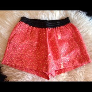 Cut 25 by Yigal Azrouël Brocade & Leather Shorts