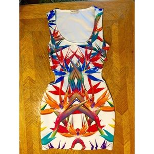 Cutout floral print dress