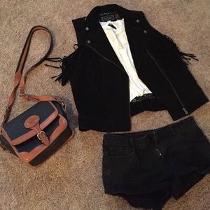 Black suede fringe vest