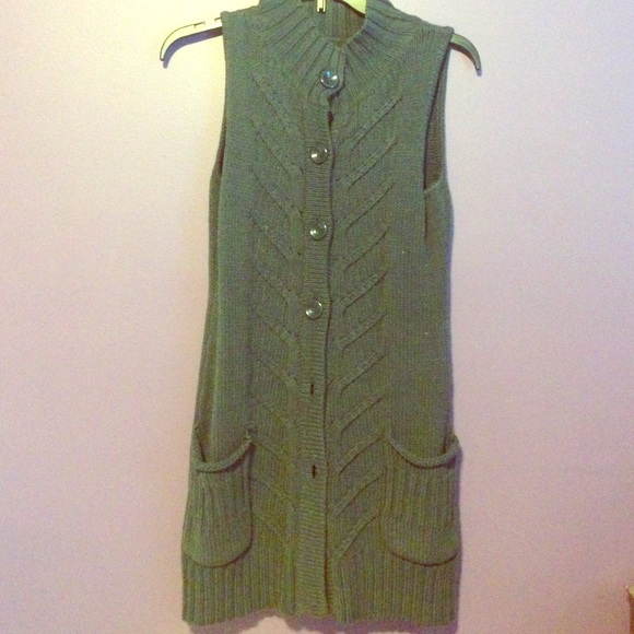 Gray cable knit button front sweater