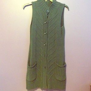 Gray cable knit button front sweater