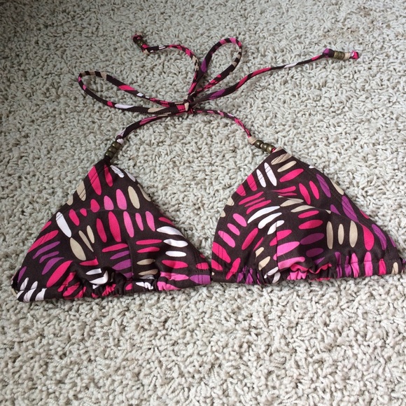 Patterned string bikini top by Express Sz S