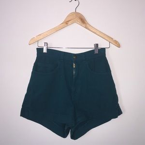 Turquoise denim shorts