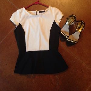 Black and White Peplum Top