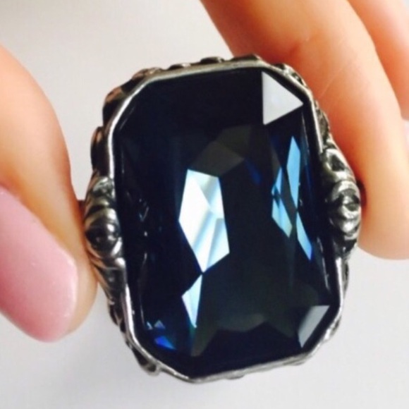 Alchemy Jewelry - Montana Blue Swarovski Crystal Oversized Ring 7