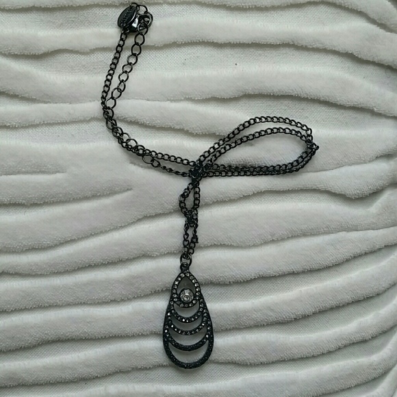 Accessories - Gunmetal black, silver & clear rhinestone necklace