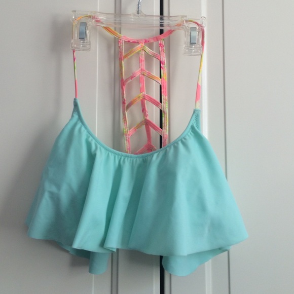 Victoria Secret Pink Flounce Swim Top