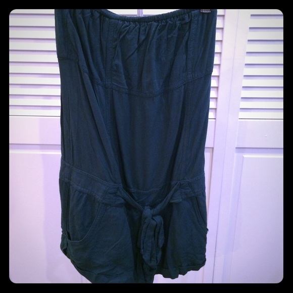 Urban Outfitters teal strapless romper size XS