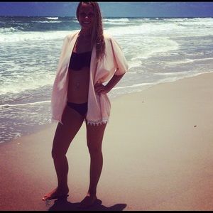 Light Pink Lace Trimmed Kimono