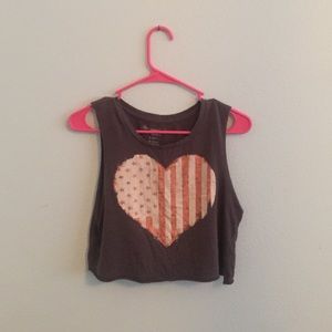 American Flag Heart Cropped Muscle Tank