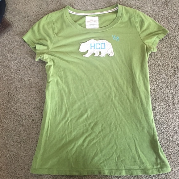 Hollister green polar bear tshirt