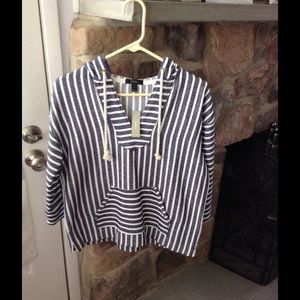 NWT- J. Crew navy blue/off white beach pullover.