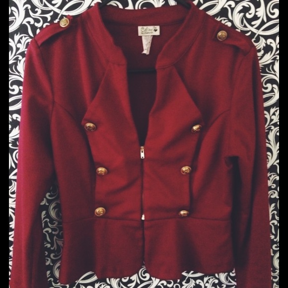 Burgundy military coat