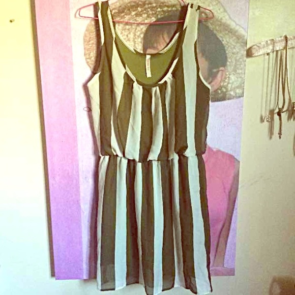 Green and white dress