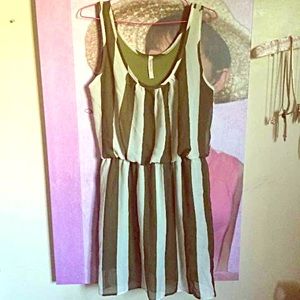 Green and white dress