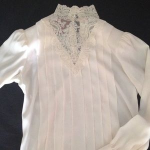 Cream lace turtle neck