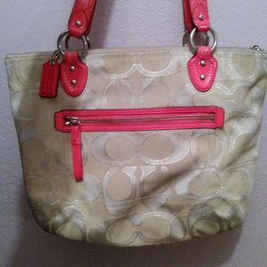 Authentic Coach bag,cream color with coral