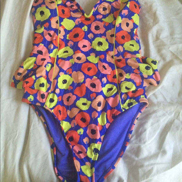 Bar III Poppy Peplum One piece bathing suit