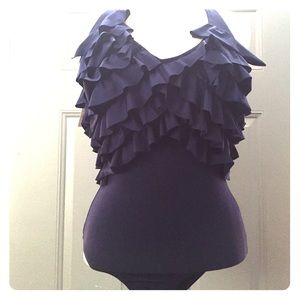 J. CREW NWT Brilliant Indigo Ruffled Sz 6 Swimsuit