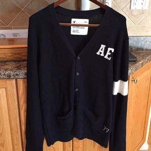 Men's American Eagle Knit Cardigan Navy