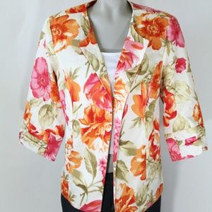 NWT Floral open front blazer  sz 1X fits like XL