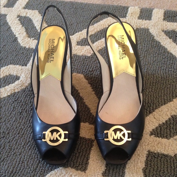 Michael kors Hamilton black leather platform pump