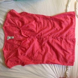 Salmon Colored Short Sleeve Button Up