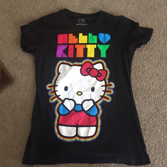 Black and muticolor hello kitty tshirt