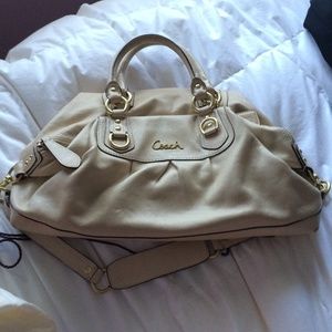Tan/Cream Coach Satchel