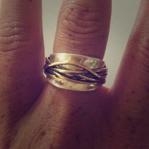 Twisted gold & silver ring