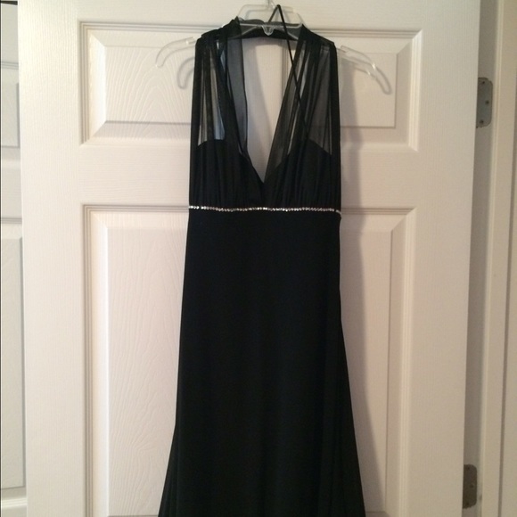 Black, sheer halter, cocktail dress