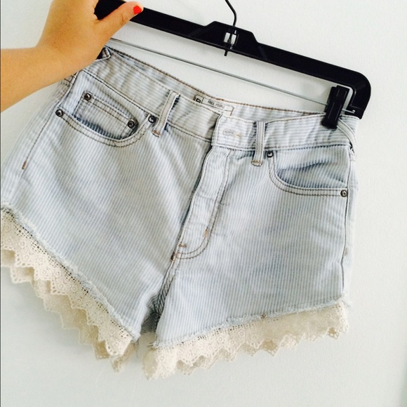 Free People's Lacy Denim Shorts in Daisy Wash