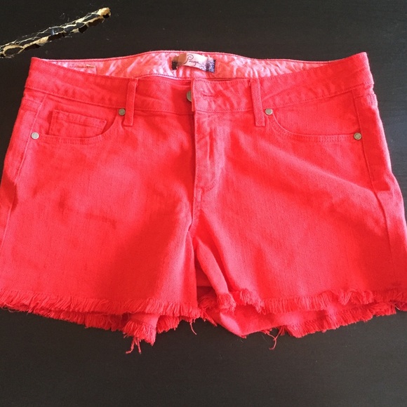 Never worn red Paige jean shorts