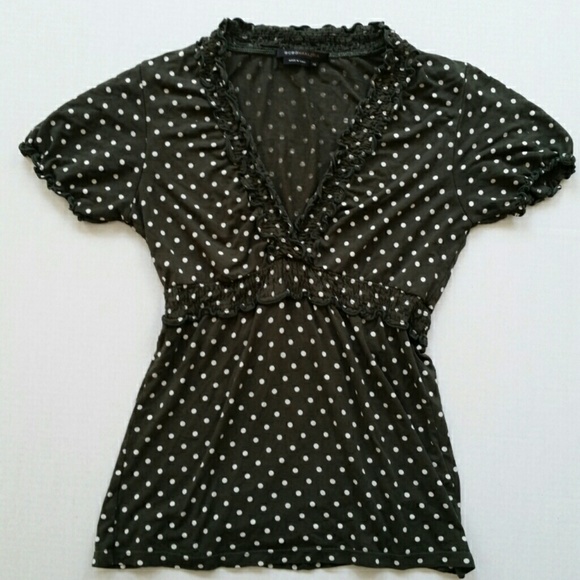 BCBG MazAzria Dark green/brown Polka Dot Top