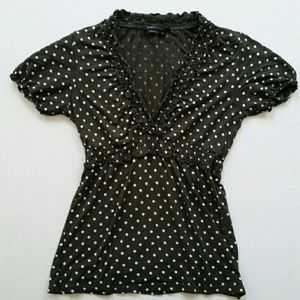 BCBG MazAzria Dark green/brown Polka Dot Top