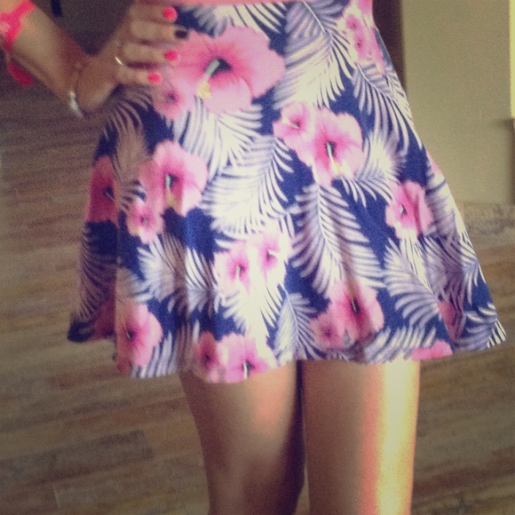 PINK Floral High Waisted Skirt